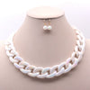 WHITE CHAIN NECKLACE AND EARRING SET