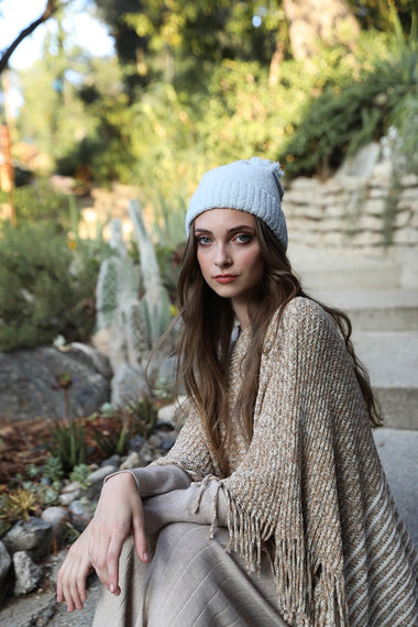 Cozy Boucle Knit Pom Beanie Winter Hat