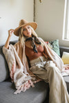 Tone On Tone Stripe Bohemian Ruana Wrap