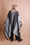 Tone On Tone Stripe Bohemian Ruana Wrap