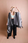 Tone On Tone Stripe Bohemian Ruana Wrap