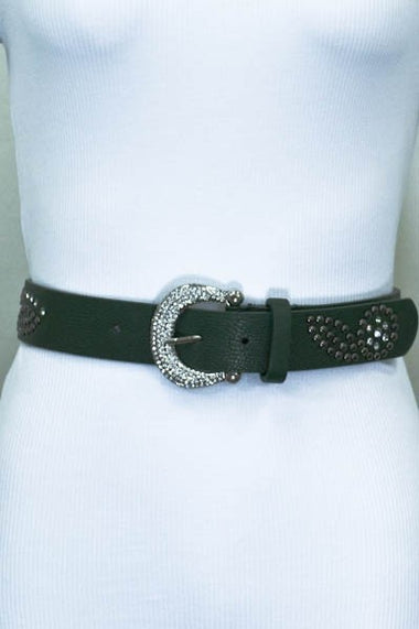 Adjustable Leather Fit Studded Leaf Decal Belt