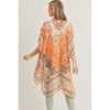 DIONA J BOHO PRINT KIMONO CARDIGAN ONE SIZE COLOR ORANGE