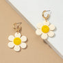 Huggie hoop dangling flower smiley face earrings
