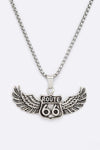 Stainless Steel Route 66 Wing Pendant Necklace