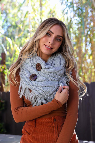 Heather Fringe Knit Shoulder Warmer Wrap