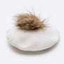 Genuine Fur Pom Cashmere Beret