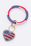 Stone Heart Flag Key Chain Bracelet