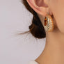 Lightweight puffy clam shell pattern hoop earrings