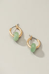 Mini hoop earrings with donut shape natural stone