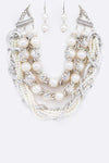 Mix Pearls Layer Statement Necklace Set