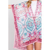 DIONA J ABSTRACT PAISLEY PRINT KIMONO CARDIGAN ONE SIZE COLOR PINK