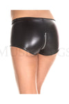 Wet look zip up shorts