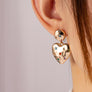 puffy heart drop earrings with rhinestones stars