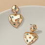 puffy heart drop earrings with rhinestones stars
