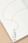 LONG OVAL NATURAL STONE PENDANT Y SHAPE NECKLACE