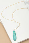 LONG OVAL NATURAL STONE PENDANT Y SHAPE NECKLACE