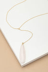 LONG OVAL NATURAL STONE PENDANT Y SHAPE NECKLACE