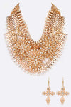 Crystal Accent Statement Bib Necklace Set