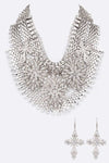 Crystal Accent Statement Bib Necklace Set