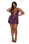 Plus Size Mesh Chemise & Robe Set with G-string Lingerie Extra Large Slip