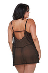 Plus Size Mesh Chemise & Robe Set with G-string Lingerie Extra Large Slip