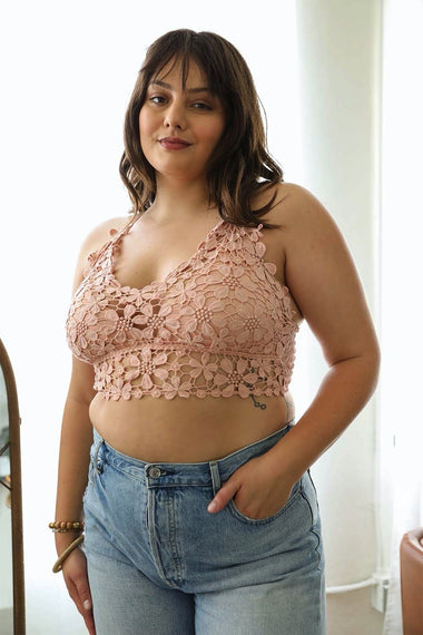 Crochet Daisy Longline Bralette Plus Size Top