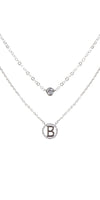 Tiny A to F Double Layered Initial CZ Necklace