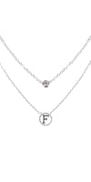 Tiny A to F Double Layered Initial CZ Necklace