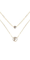 Tiny A to F Double Layered Initial CZ Necklace