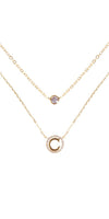 Tiny A to F Double Layered Initial CZ Necklace