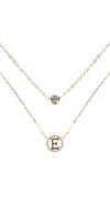 Tiny A to F Double Layered Initial CZ Necklace