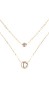 Tiny A to F Double Layered Initial CZ Necklace