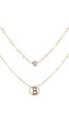 Tiny A to F Double Layered Initial CZ Necklace