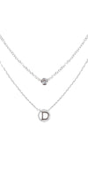 Tiny A to F Double Layered Initial CZ Necklace