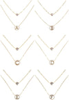 Tiny A to F Double Layered Initial CZ Necklace