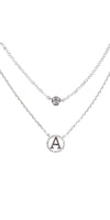 Tiny A to F Double Layered Initial CZ Necklace