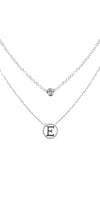 Tiny A to F Double Layered Initial CZ Necklace