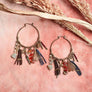 Carnelian & Jade Feather Fringe Hoop Earring