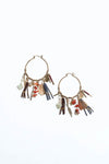Carnelian & Jade Feather Fringe Hoop Earring