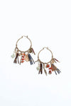 Carnelian & Jade Feather Fringe Hoop Earring