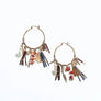 Carnelian & Jade Feather Fringe Hoop Earring