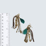 Green Feather Chain Long Statement Earrings