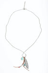 Turquoise Charm Feather Pendant Necklace