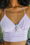 Turquoise Charm Feather Pendant Necklace
