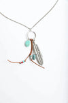 Turquoise Charm Feather Pendant Necklace