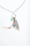 Turquoise Charm Feather Pendant Necklace