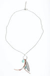 Turquoise Charm Feather Pendant Necklace
