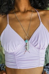 Turquoise Charm Feather Pendant Necklace