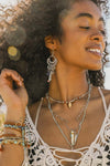 Dangling Rose Quartz Fringe Earrings Tassel Chic